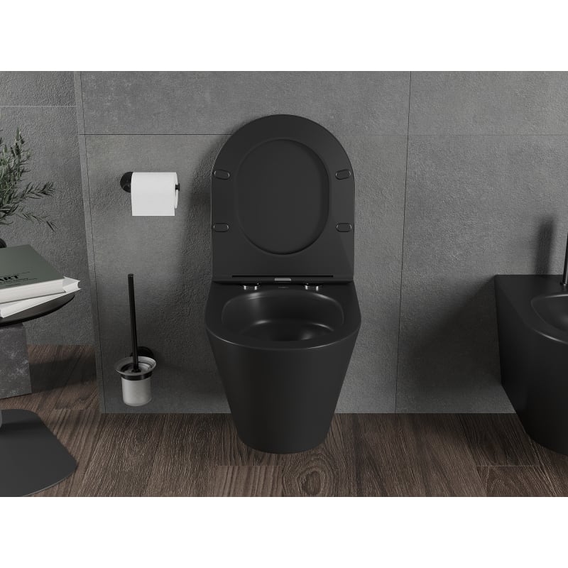 Mexen Rico miska wc Rimless Tornado z deską wolnoopadającą slim, duroplast, czarna mat - 30721085T
