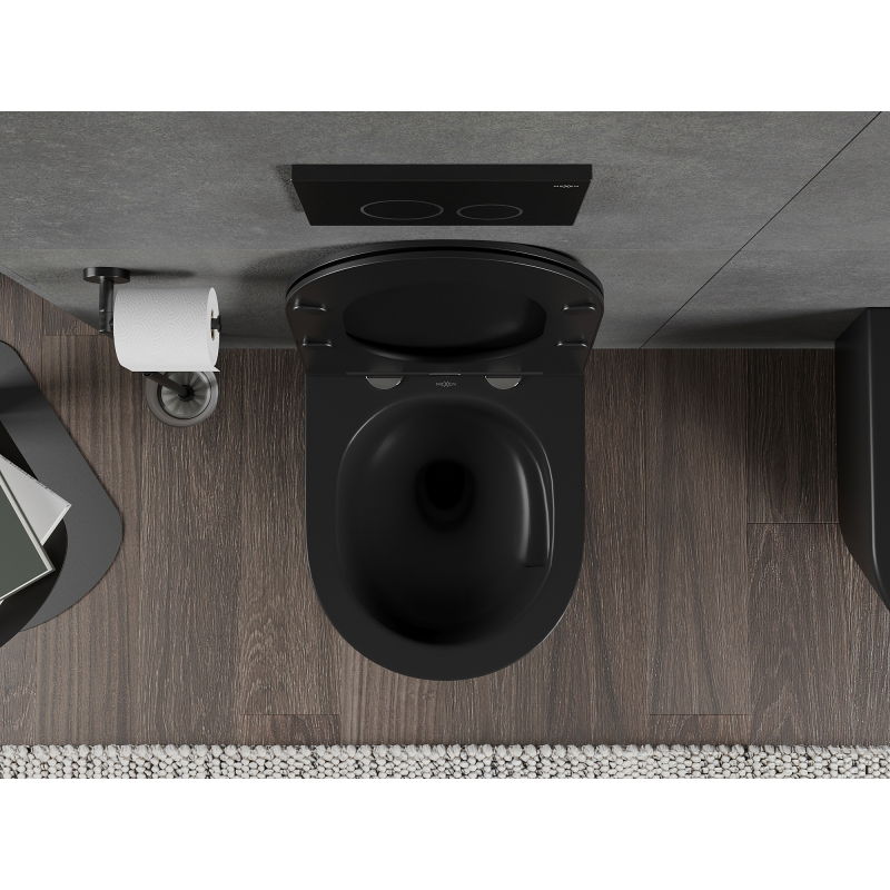 Mexen Rico Rimless Tornado WC podsēde ar lēngaitas nolaidīšanas vāku, duroplast, matēts melns - 30721085T