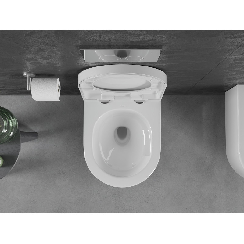 Mexen Sofia WC školjka Rimless Tornado s tvrdim sjedalom, sporospuštajućim, duroplast, bijeli sjaj - 30540200T