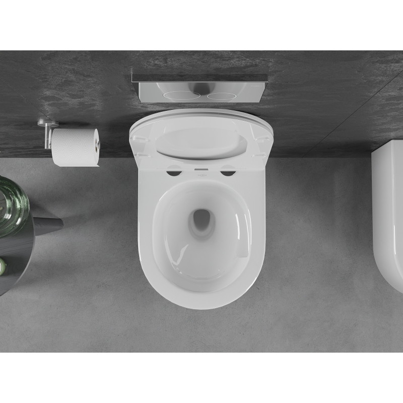 Mexen Sofia WC-pott Rimless Tornado aeglaselt sulguva, slim, duroplast, läikiv valge istmekattega - 30540300T