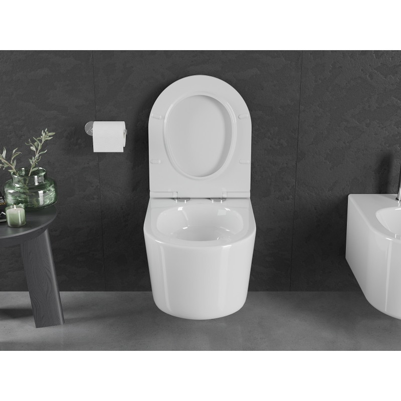 Mexen Sofia wc-pott Rimless Tornado aeglaselt sulguva õhukese duroplastist kaanega, valge läikiv - 30540500T