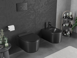 Mexen Sofia Rimless Tornado WC Bowl with Slim Soft-Close Seat, Duroplast, Matte Black - 30540185T