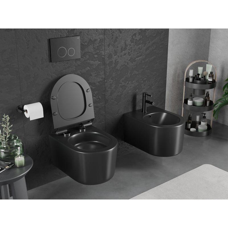 Mexen Sofia miska wc Rimless Tornado z deską wolnoopadającą slim, duroplast, czarna mat - 30540185T