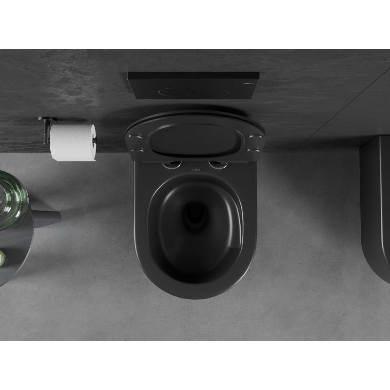 Mexen Sofia cuvette WC Rimless Tornado avec abattant à descente progressive slim, duroplast, noir mat - 30540185T