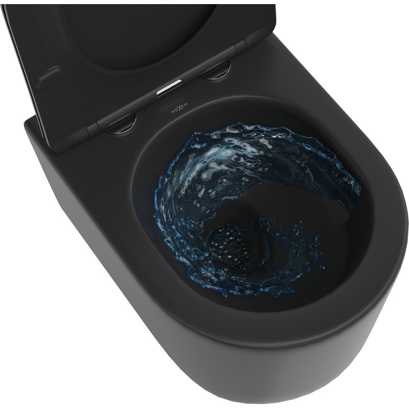 Mexen Sofia WC-pott Rimless Tornado aeglaselt sulguva slim duraoplasti, must matt - 30541085T