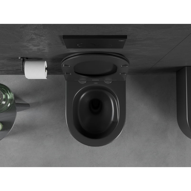 Mexen Sofia WC-pot Rimless Tornado met soft-close slim toiletbril, duroplast, zwart mat - 30541085T
