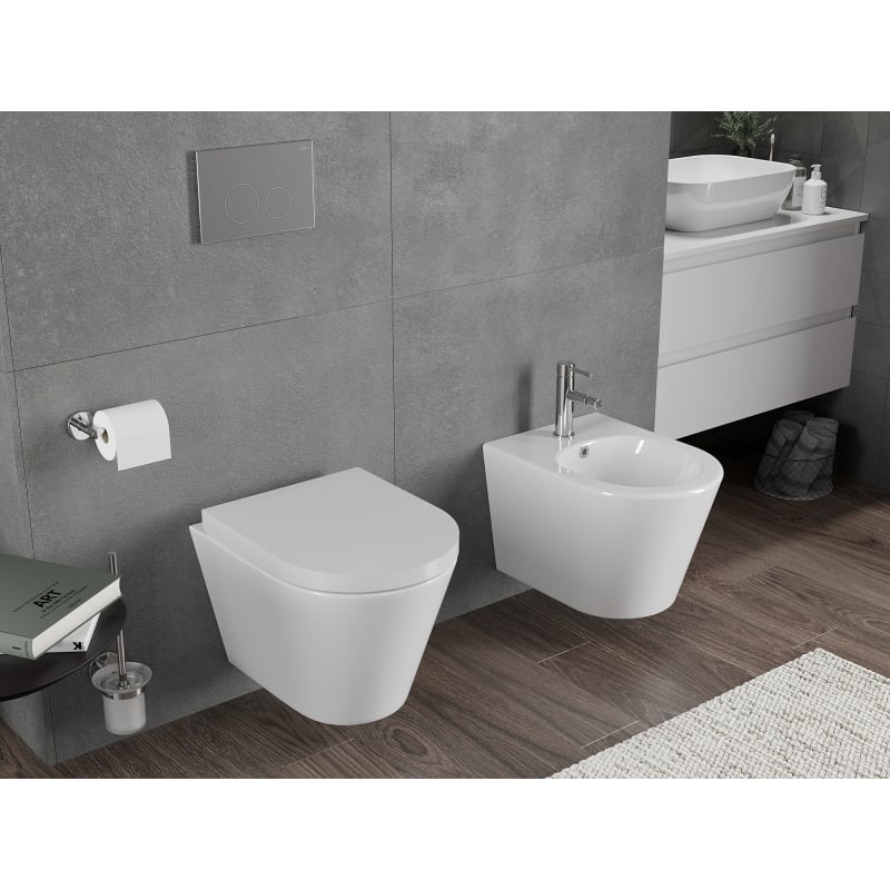Mexen Rico miska wc Rimless Tornado z deską wolnoopadającą twarda, duroplast, biała połysk - 30720200T