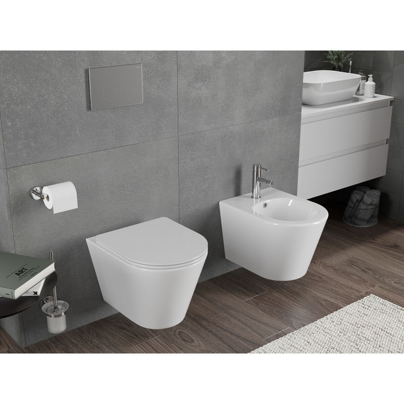 Mexen Rico rimless Tornado WC-istuin hitaasti sulkeutuvalla slim-kannella, duroplast, kiiltävä valkoinen - 30720300T