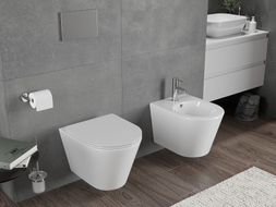 Mexeni Rico Rimfree Tornado WC-pott aeglaselt sulguva slim duroplast-istmega, valge läige - 30720300T