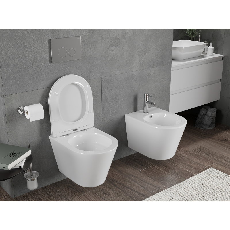 Mexen Rico Rimless Tornado WC-Schossel mat Slim-Toilette kússen, Duroplast, wäiss Polier - 30720400T