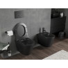 Mexen Rico riputatud servatav WC pott, Rimless Tornado, aeglaselt langev slim kaas, duroplast, must matt - 30721085T