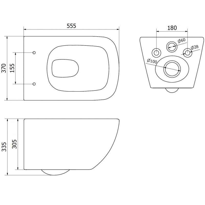 Mexen Timo WC-Schüssel Rimless Tornado mit langsam schließendem, schlankem Sitz, Duroplast, glänzend weiß - 30650200T
