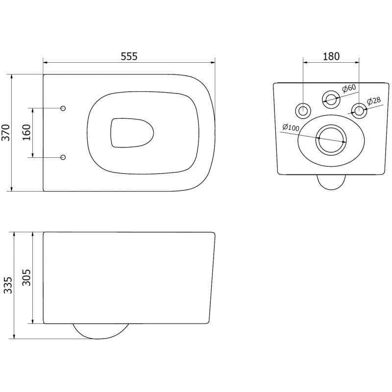 Mexen Vivo WC-Schossel Rimless Tornado, wäiss Glanz - 3361XX00T