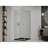 Mexen Roma cabine de douche pivotante 90 x 90 cm, transparent, chrome + receveur Flat, noir - 854-090-090-01-00-4070