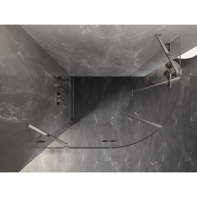 Mexen Lunar cabine de duche semicircular dobrável esquerda 90 x 80 cm, transparente, cromada - 833-090L-080P-01-00