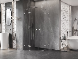 Mexen Lunar halbrunde Duschkabine schwenkbar 90 x 90 cm, transparent, Chrom - 833-090L-090P-01-00