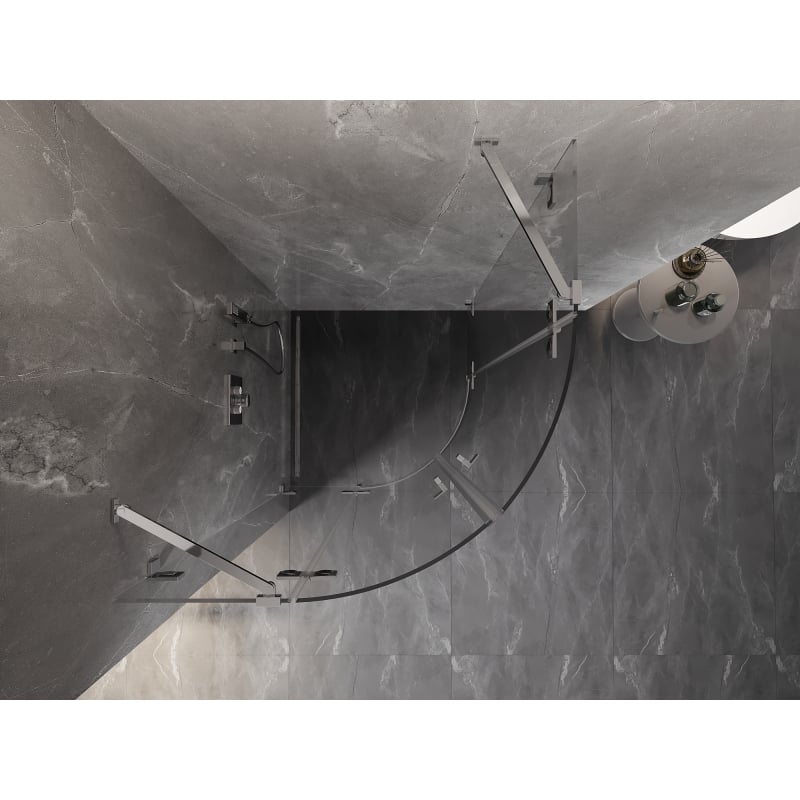 Mexen Lunar semicircular shower enclosure hinged 90 x 90 cm, transparent, chrome - 833-090L-090P-01-00