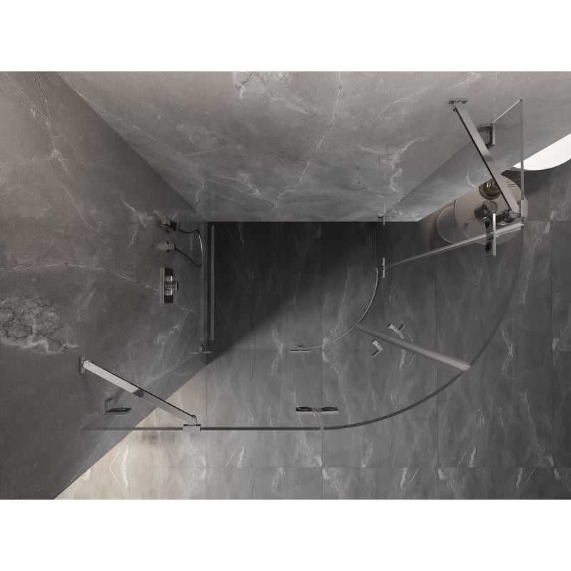 Mexen Lunar poolringjas dušikabiin vasak 100 x 70 cm, läbipaistev, kroom - 833-100L-070P-01-00