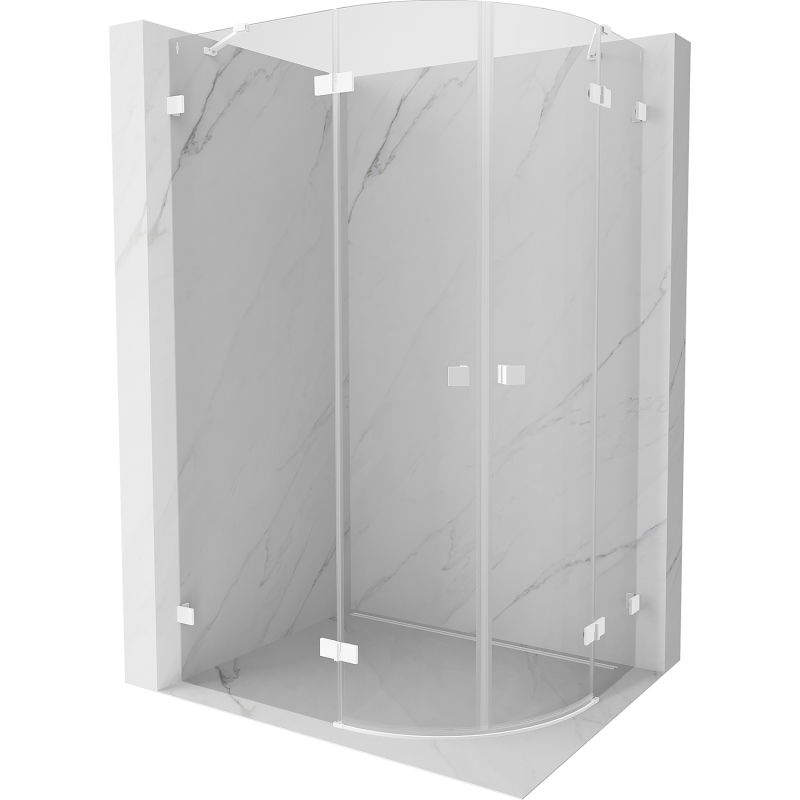 Mexen Lunar Duschkabine halbkreisförmig schwenkbar links 80 x 70 cm, transparent, weiß - 833-080L-070P-20-00