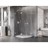 Cabine de douche arrondie pivotante gauche 80 x 70 cm, transparent, blanc - 833-080L-070P-20-00