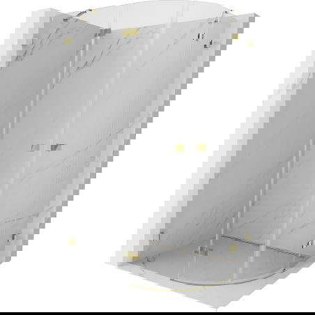 Mexen Lunar Viertelkreis-Duschkabine, schwenkbar, links 90 x 80 cm, transparent, gold - 833-090L-080P-50-00