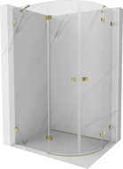 Mexen Lunar kutna tuš kabina polukružna preklopna lijeva 100 x 80 cm, prozirna, zlatna - 833-100L-080P-50-00