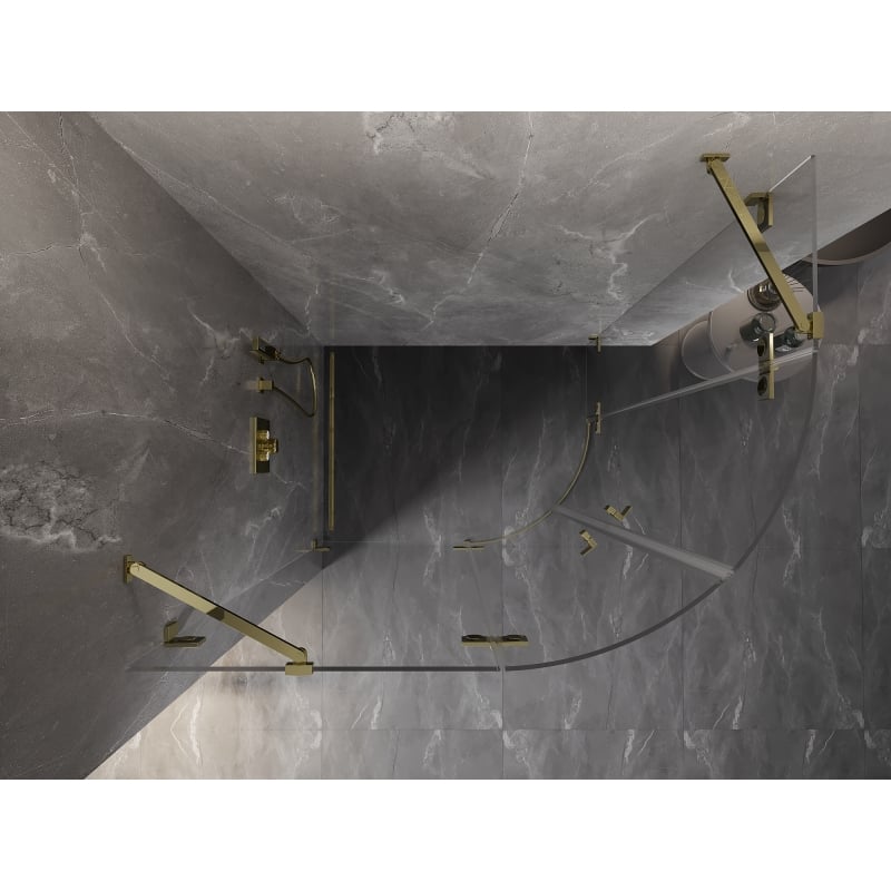 Mexen Lunar left-opening semi-circular shower enclosure 100 x 90 cm, transparent, gold - 833-100L-090P-50-00