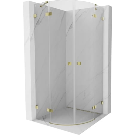Mexen Lunar semi-circular shower enclosure hinged 100 x 100 cm, transparent, gold - 833-100L-100P-50-00