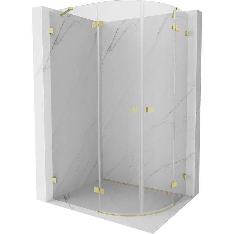 Mexen Lunar cabine de douche semi-circulaire pivotante gauche 80 x 70 cm, transparent, or brossé - 833-080L-070P-55-00
