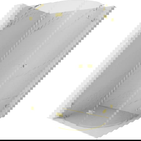 Mexen Lunar halbkreisförmige Duschkabine, links schwenkbar, 90 x 70 cm, transparent, gebürstetes Gold - 833-090L-070P-55-00