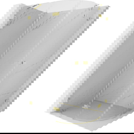 Mexen Lunar polkrožna tuš kabina z nihajnimi vrati levo 90 x 80 cm, prozorna, zlata brušena - 833-090L-080P-55-00