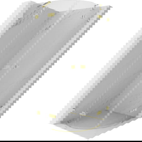 Mexen Lunar cabine de duche semicircular de abrir 90 x 90 cm, transparente, dourada escovada - 833-090L-090P-55-00