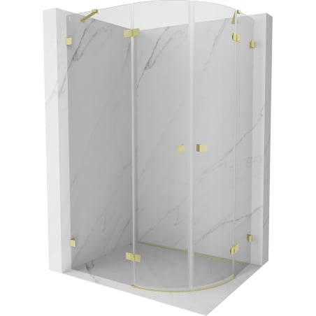 Mexen Lunar semi-circular shower enclosure, hinged left 100 x 80 cm, transparent, brushed gold - 833-100L-080P-55-00