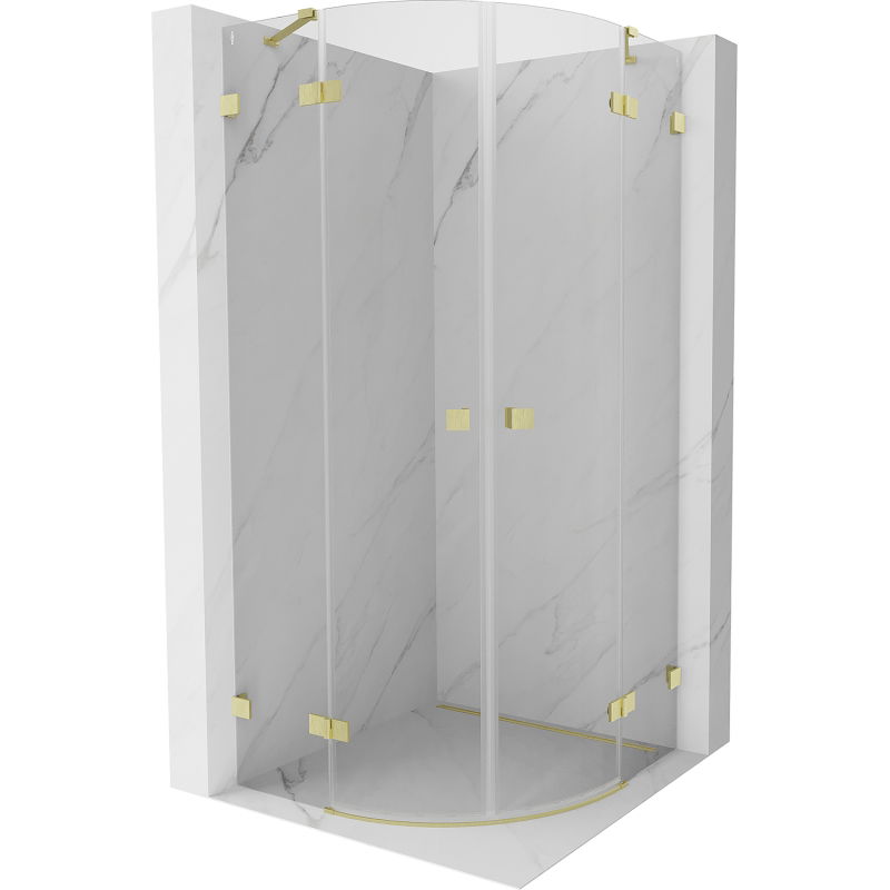 Mexen Lunar Duschkabine halbkreisförmig schwenkbar 100 x 100 cm, transparent, gold gebürstet - 833-100L-100P-55-00