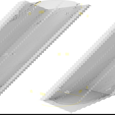 Mexen Lunar polkrožna tuš kabina z nihajnimi vrati 100 x 100 cm, prozorna, ščetkano zlata - 833-100L-100P-55-00