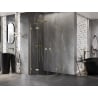 Mexen Lunar cabina doccia semicircolare a battente 100 x 100 cm, trasparente, oro spazzolato - 833-100L-100P-55-00