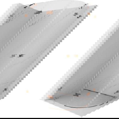 Mexen Lunar cabine de duche semicircular de abrir à esquerda 90 x 80 cm, transparente, ouro rosa - 833-090L-080P-60-00