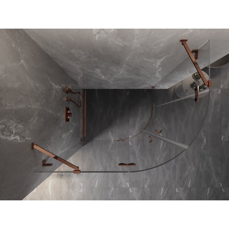 Mexen Lunar kabina prysznicowa półokrągła uchylna lewa 100 x 90 cm, transparent, różowe złoto - 833-100L-090P-60-00