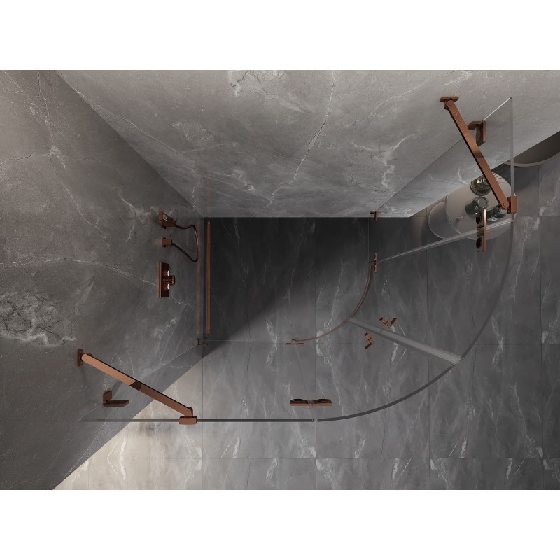 Mexen Lunar poolkaarega vasak dušinurk 100 x 90 cm, läbipaistev, roosa kuld - 833-100L-090P-60-00