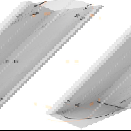 Mexen Lunar okrogla tuš kabina s krilnimi vrati 100 x 100 cm, prozorna, rožnato zlato - 833-100L-100P-60-00