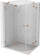 Mexen Lunar ellanurkne dušinurk vasak 80 x 70 cm, läbipaistev, harjatud vask - 833-080L-070P-65-00