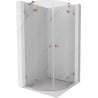 Mexen Lunar cabine de douche quart de cercle pivotante 80 x 80 cm, transparente, cuivre brossé - 833-080L-080P-65-00