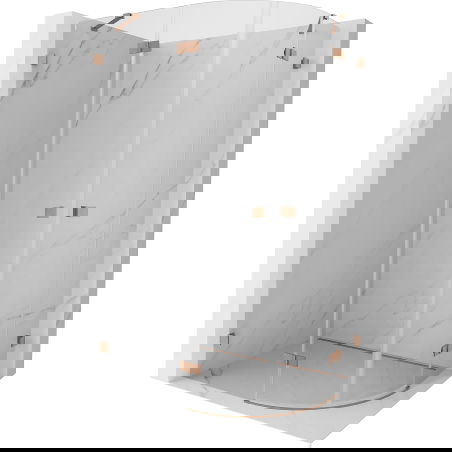 Mexen Lunar cabine de duche semicircular com porta pivotante esquerda 90 x 70 cm, transparente, cobre escovado