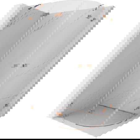 Mexen Lunar polkrožna tuš kabina z nihajnimi vrati, leva, 100 x 70 cm, prozorna, brušen baker - 833-100L-070P-65-00