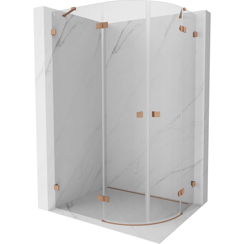 Mexen Lunar Eckduschkabine halbrund schwenkbar links 100 x 80 cm, transparent, gebürstetes Kupfer - 833-100L-080P-65-00