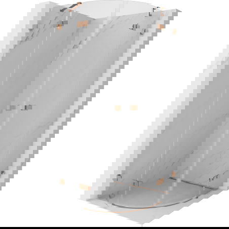 Mexen Lunar halve ronde schuifdeur douchecabine 100 x 100 cm, transparant, geborsteld koper - 833-100L-100P-65-00