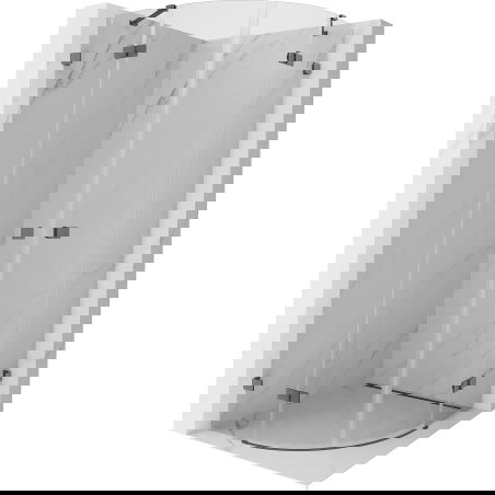 Mexen Lunar cabine de duche semicircular com porta articulada 90 x 90 cm, transparente, cinza escovado - 833-090L-090P-66-00