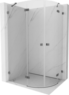 Mexen Lunar poolringikujuline dušinurk, avatav vasak 100 x 80 cm, läbipaistev, harjatud relvahall - 833-100L-080P-66-00