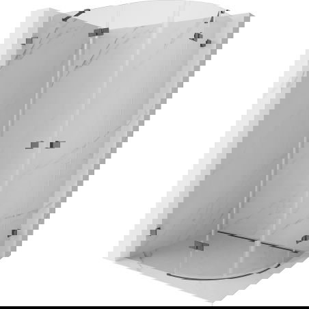 Mexen Lunar Duschkabine halbkreisförmig schwenkbar links 100 x 90 cm, transparent, gebürstet gun gray - 833-100L-090P-66-00