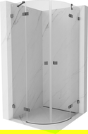 Mexen Lunar halfronde douchecabine scharnierend 100 x 100 cm, transparant, geborsteld geweergrijs - 833-100L-100P-66-00